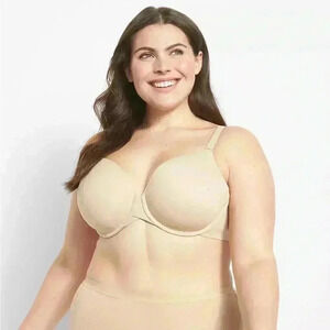 Cacique Lightly Lined Full Coverage 42DD Nude Beige Bra.